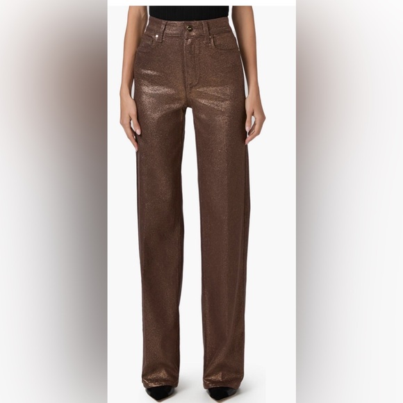 PAIGE Sasha Coated High Waist Wide Leg Jeansin Brass Horn Luxe Coating 23